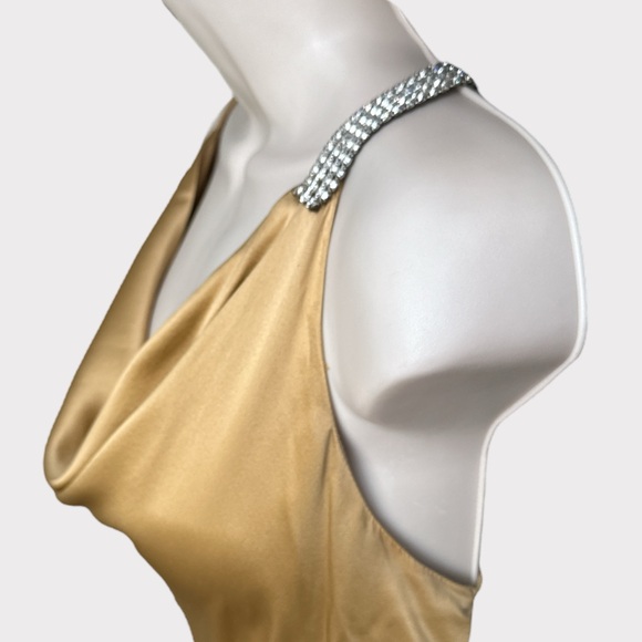 Vintage Yolanda Arche Silk Draped Open Back Gown, Size S, Gold - Picture 6 of 16